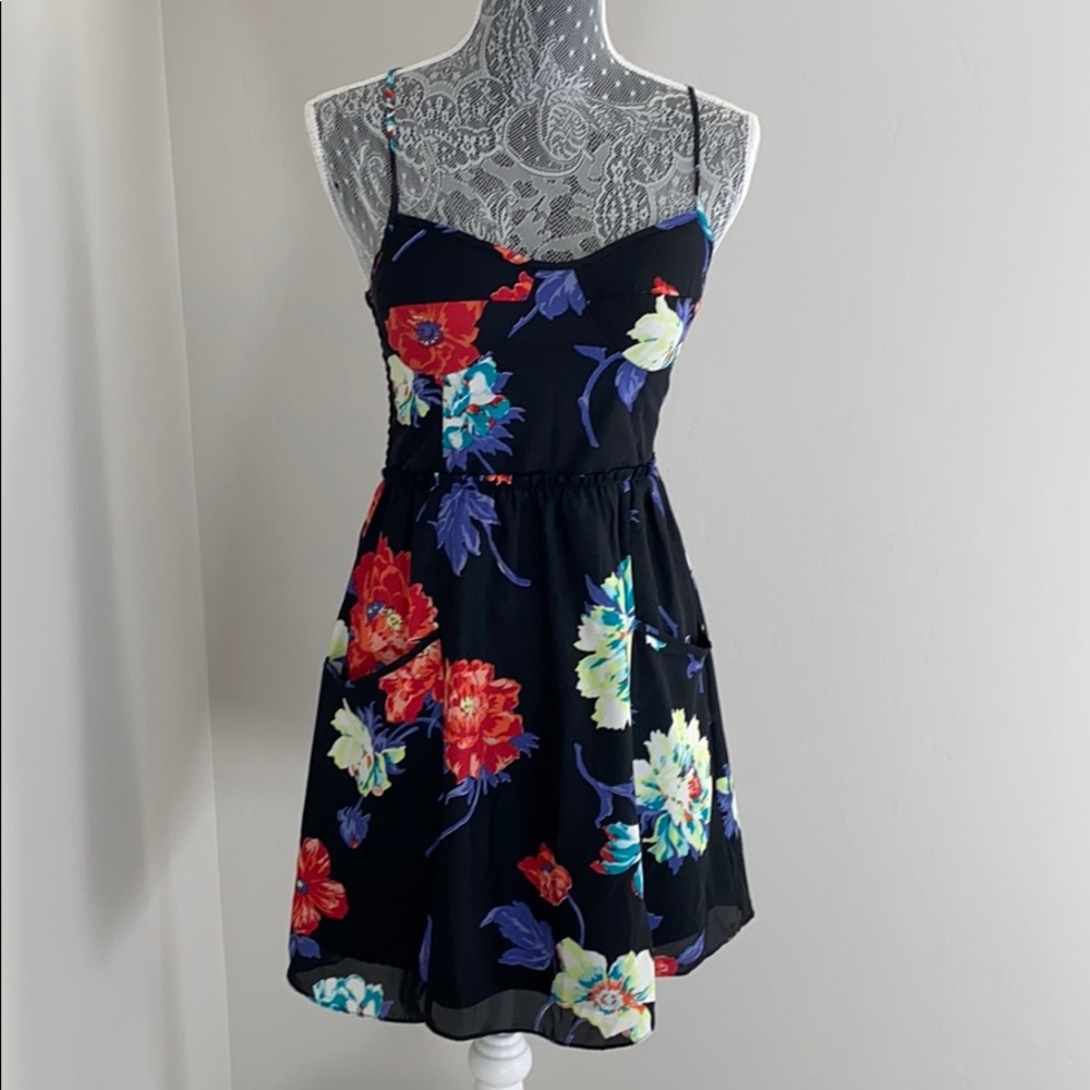 American Eagle Black Flower Summer Dress